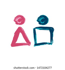 Creative illustration, acrylic paints. Abstract sanitary icon vector pictogram. WC toilet sign