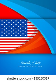 Ilustración creativa con la bandera norteamericana con texto El 4 de julio para el Día de la Independencia.