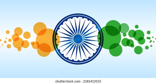 Creative Illustration ashoka chakra for India Independence Day with bubbles of tricolors