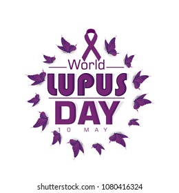 Creative Illustration Background Of World Lupus Day with butterfly 