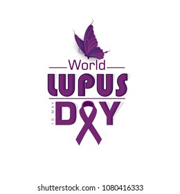 Creative Illustration Background Of World Lupus Day with butterfly 