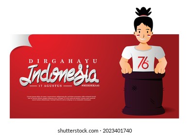Creative illustration banner indonesia independence day