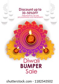 Creative illustration for banner, poster on happy Diwali for big sale, bumper sale 40% off light festival of India with background Creative illustration for banner, poster on happy Diwali for big sale, bumper sale 40% off light festival of India with background