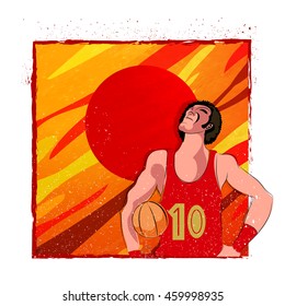 Creative illustration of Basketball player on abstract background for Sports concept.