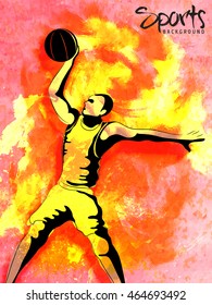 Creative illustration of Basketball Player on abstract background for Sports concept, Can be used as Poster, Banner or Flyer design.