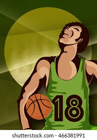 Creative illustration of Basketball player on abstract background for Sports concept.