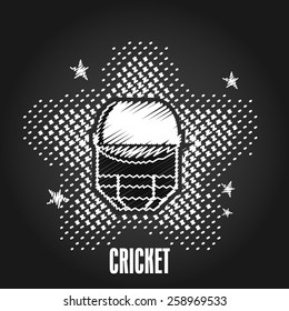 Creative illustration of batsman helmet for Cricket on stars decorated black background.