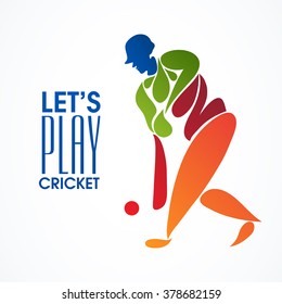 Creative illustration of a Batsman ready to hit the shot on grey background for Cricket Sports concept.