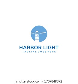 Creative illustration Beach Lighthouse beauty modern minimalist logo design Vector