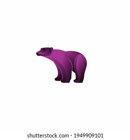 Creative illustration of bear logo icon design vector in gradient style