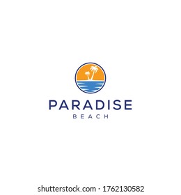 Creative Illustration beauty beach modern minimalist  logo design Vector