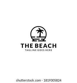 Creative illustration beauty beach modern minimalist  logo design Vector