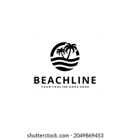 Creative illustration beauty beach modern minimalist logo design vector