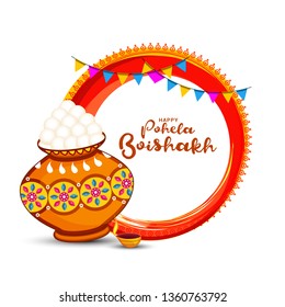 Creative Illustration of bengali new year pohela boishakh greeting card background.
