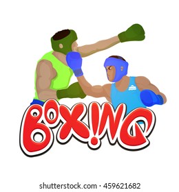 Creative illustration of a boxing players fighting on white background for Sports concept.