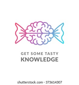 Creative illustration of brain as candy,  symbolizing tasty knowledge.