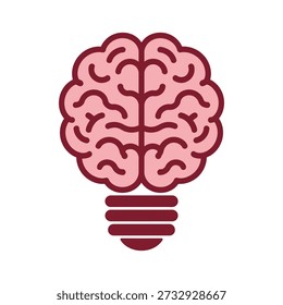 Una ilustración creativa de un cerebro con forma de bombilla, que simboliza ideas y pensamientos innovadores.