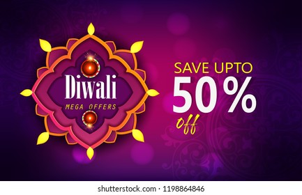 Creative illustration of burning diya with fireworks, diwali sale on happy Diwali Holiday background for light festival of India. card, poster, banner design Creative illustration of burning diya with fireworks, diwali sale on happy Diwali Holiday background for light festival of India. card, poster, banner design