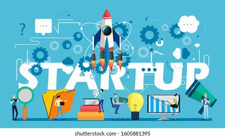 Creative Illustration Business Startup Young People Stock Vector ...