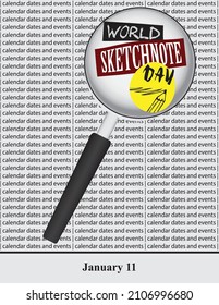 Ilustración creativa para fechas y eventos del calendario en enero - Día de la nota de esbozo