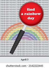 Creative illustration for calendar dates and events in april - Find a Rainbow Day