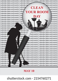 Creative illustration for calendar dates and events in may - Clean Your Room Day