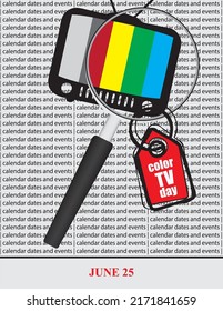 Creative illustration for calendar dates and events in june - Color TV Day
