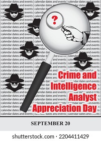 Creative Illustration For Calendar Dates And Events In September - Crime And Intelligence Analyst Appreciation Day