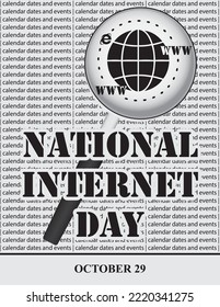 Creative illustration for calendar dates and events in October - National Internet Day