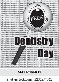 Creative illustration for calendar dates and events in September - Free Dentistry Day