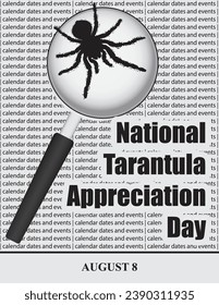 Ilustración creativa para fechas y eventos del calendario en agosto - Día Nacional de Apreciación Tarantula