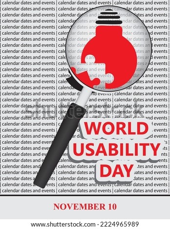 Creative illustration for calendar dates and events in November - World Usability Day