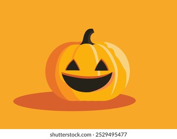 ilustración creativa de una calabaza tallada para Halloween. gráfico de Vector minimalista