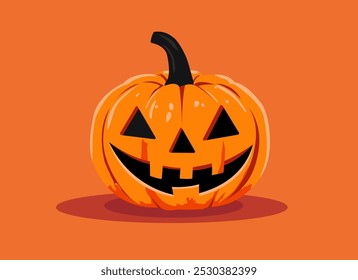 ilustración creativa de una calabaza tallada para Halloween. gráfico de Vector minimalista