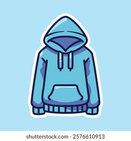 Creative illustration of a casual hoodie, featuring detailed drawstring and minimalist design. Suitable for urban or streetwear-related projects.