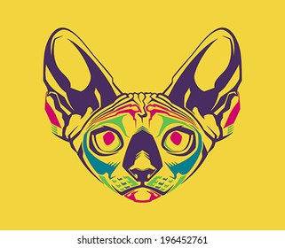 Creative illustration of a cat's head 