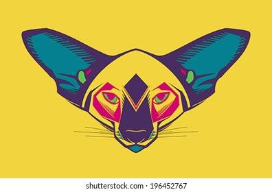 Creative illustration of a cat's head 