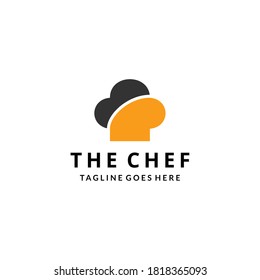 Creative illustration chef hat restaurant logo design Vector sign template