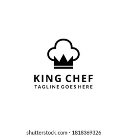 Creative illustration chef hat restaurant with crown logo design Vector sign template