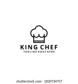 Creative illustration chef hat restaurant with crown logo design Vector sign template