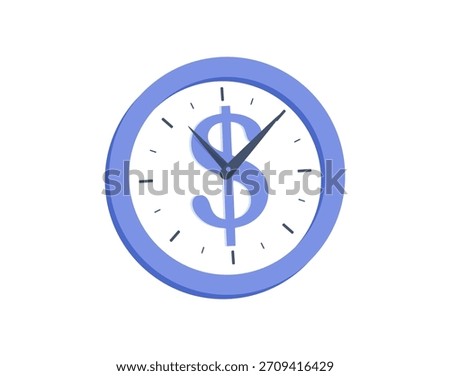 Creative illustration of a clock with a dollar sign in the center, symbolizing the value of time and money. Vibrant colors and clean design make it visually appealing
