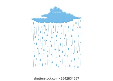 Creative illustration of clouds raining soft colorful drops, cute pastel vector art, seamless cartoon weather background, whimsical and dreamy rainy sky scene for kids and decorative designs

