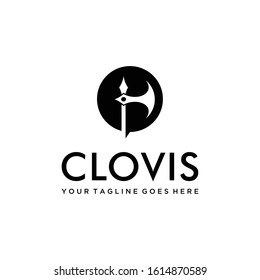 Creative illustration clovis axe  vector logo design template