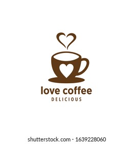 Creative illustration coffee cup with love beauty modern minimalist logo design Vector