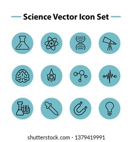 creative illustration colorful flat line science vector icon set design