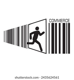 Creative illustration of commerce with a symbol of a person.