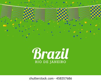 Creative illustration concept of brazil summer game background.