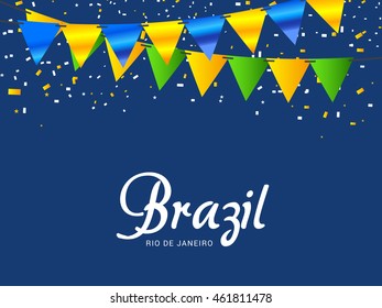 Creative illustration concept of brazil summer game background.
