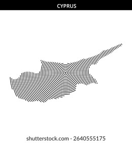 Creative illustration of Cyprus featuring spiral line patterns.