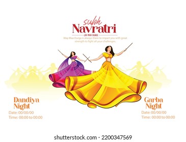 Creative illustration for Dandiya and Garba night, Happy Navratri wishes 